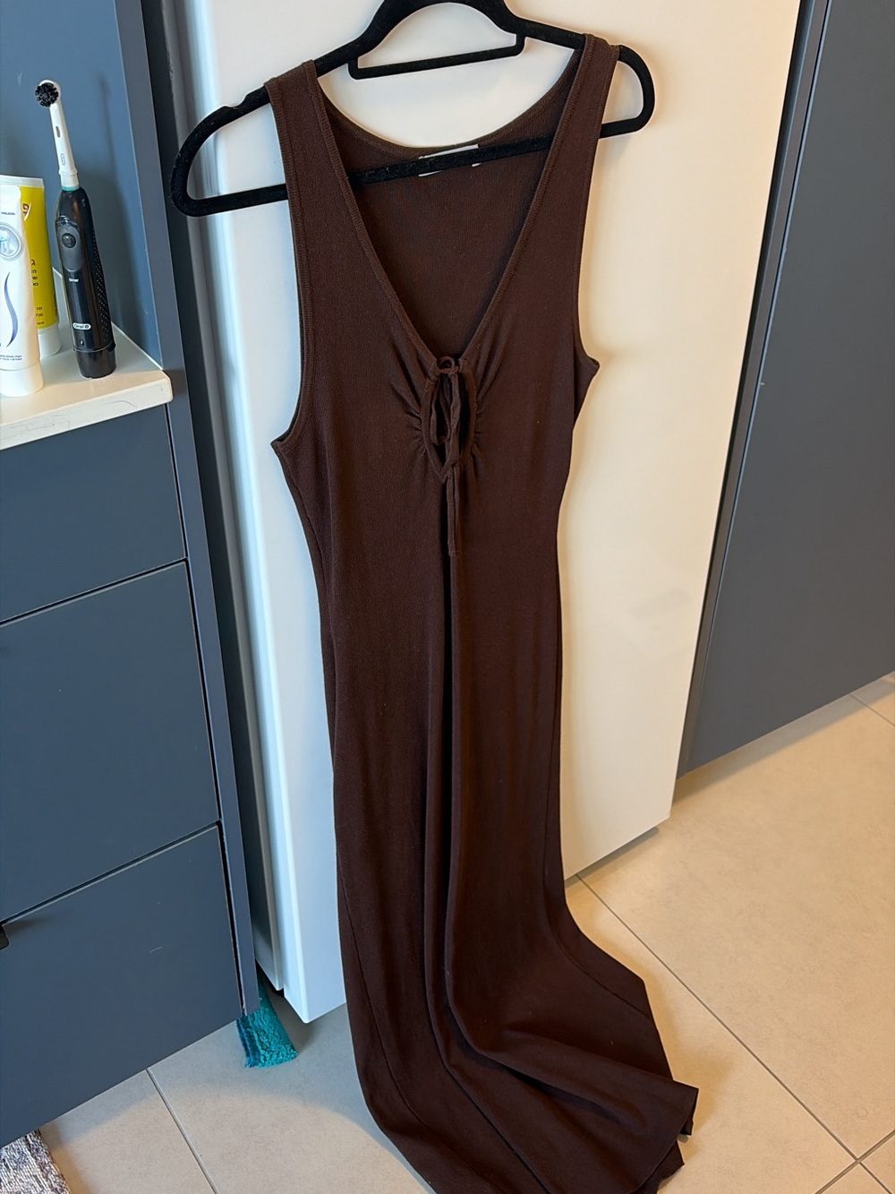 MANGO Brown Tie-Front Resort Dress